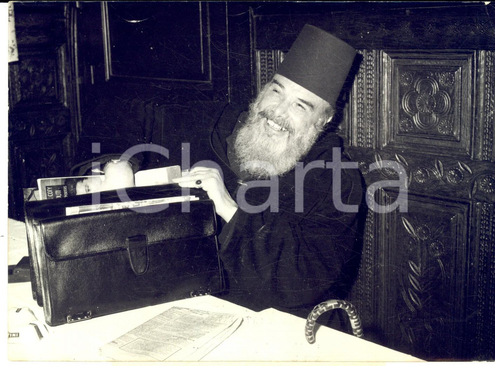 Fotografia d epoca originale 1959 CHANTILLY Nazionalista algerino Messali HADJ dopo la liberazione Foto 1