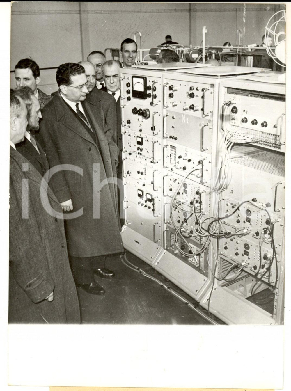Fotografia d epoca originale 1959 GRENOBLE Jacques SOUSTELLE inaugure la nouvelle pile atomique MELUSINE 1