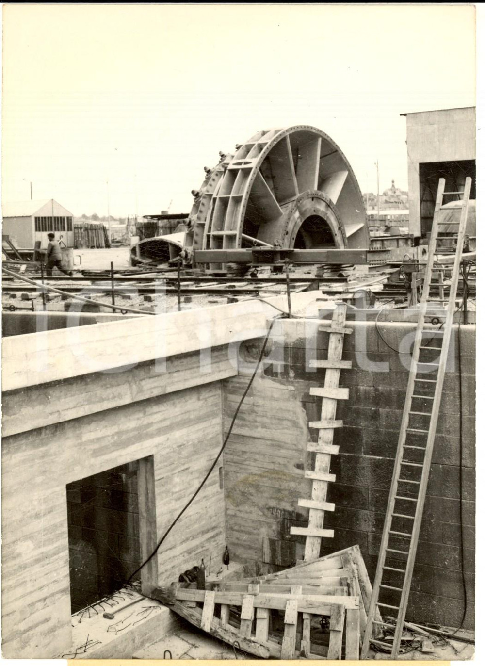 Fotografia d epoca originale 1959 SAINTMALO Construction de l’usine marémotrice de la Rance Photo 13x18 1