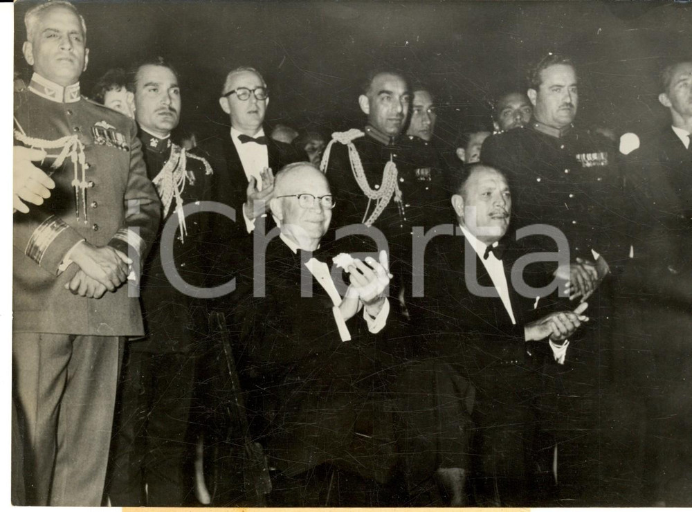 Fotografia d epoca originale 1959 PAKISTAN Dwight EISENHOWER con Ayub KHAN durante il gala in suo onore Foto 1