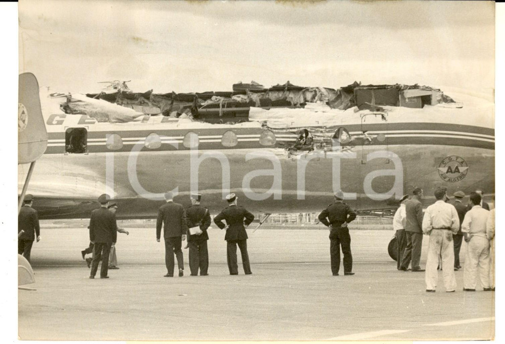 Fotografia d epoca originale 1960 PARIS ORLY Aereo CARAVELLE di AIR ALGERIE dopo l incidente Foto 18x13 1
