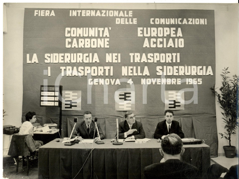 Fotografia d epoca originale 1965 GENOVA Fiera Comunicazioni CECA  Convegno siderurgia e trasporti Foto 1