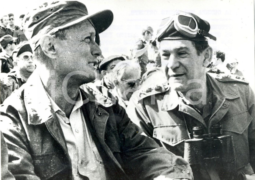 Fotografia d epoca originale 1973 MEDIO ORIENTE  GUERRA DELLO YOM KIPPUR  Moshe DAYAN David ELAZAR Foto 1