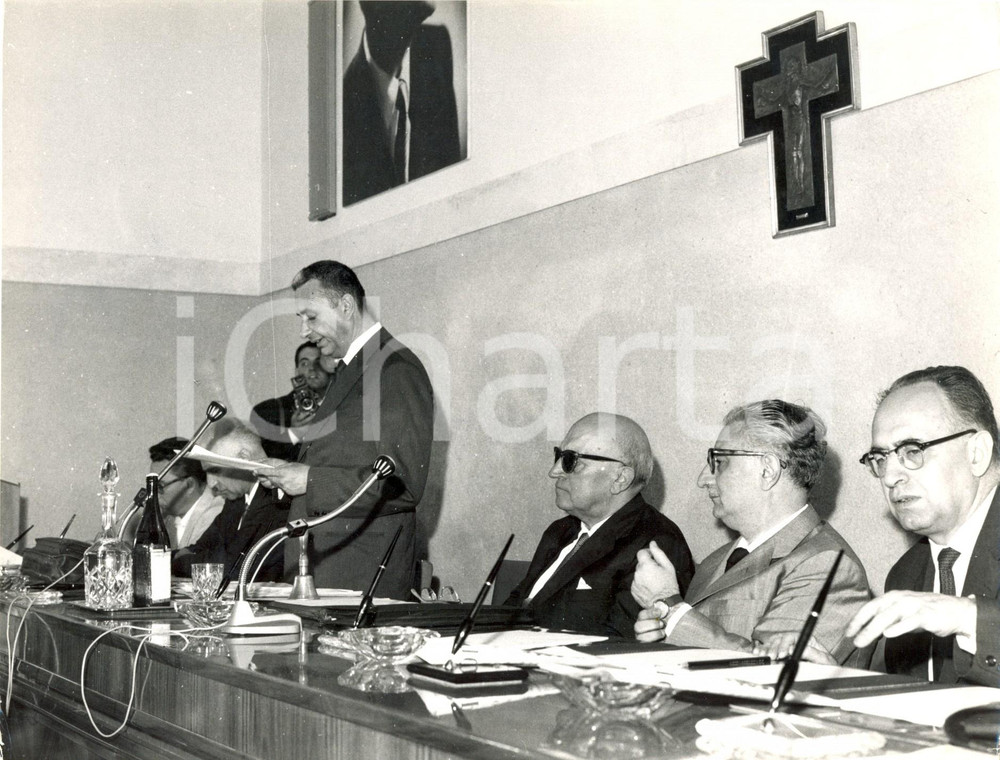 Fotografia d epoca originale 1963 ROMA EUR Consiglio Nazionale DC  Relazione di Aldo MORO Foto 24x18 cm 1