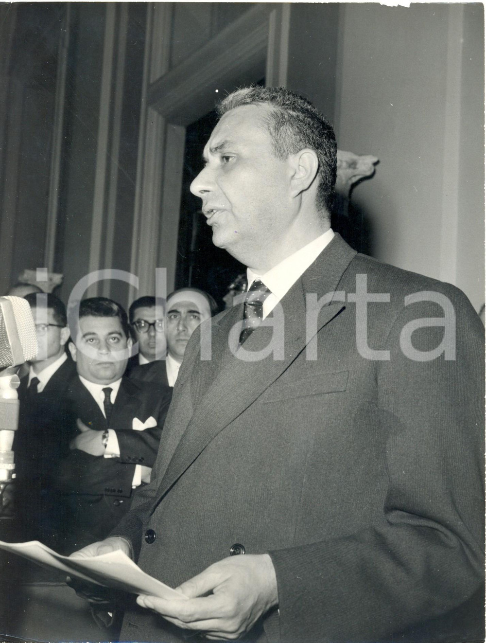 1963 ROMA PALAZZO DEL QUIRINALE - Aldo MORO annuncia nuovo governo *Foto 18x24 