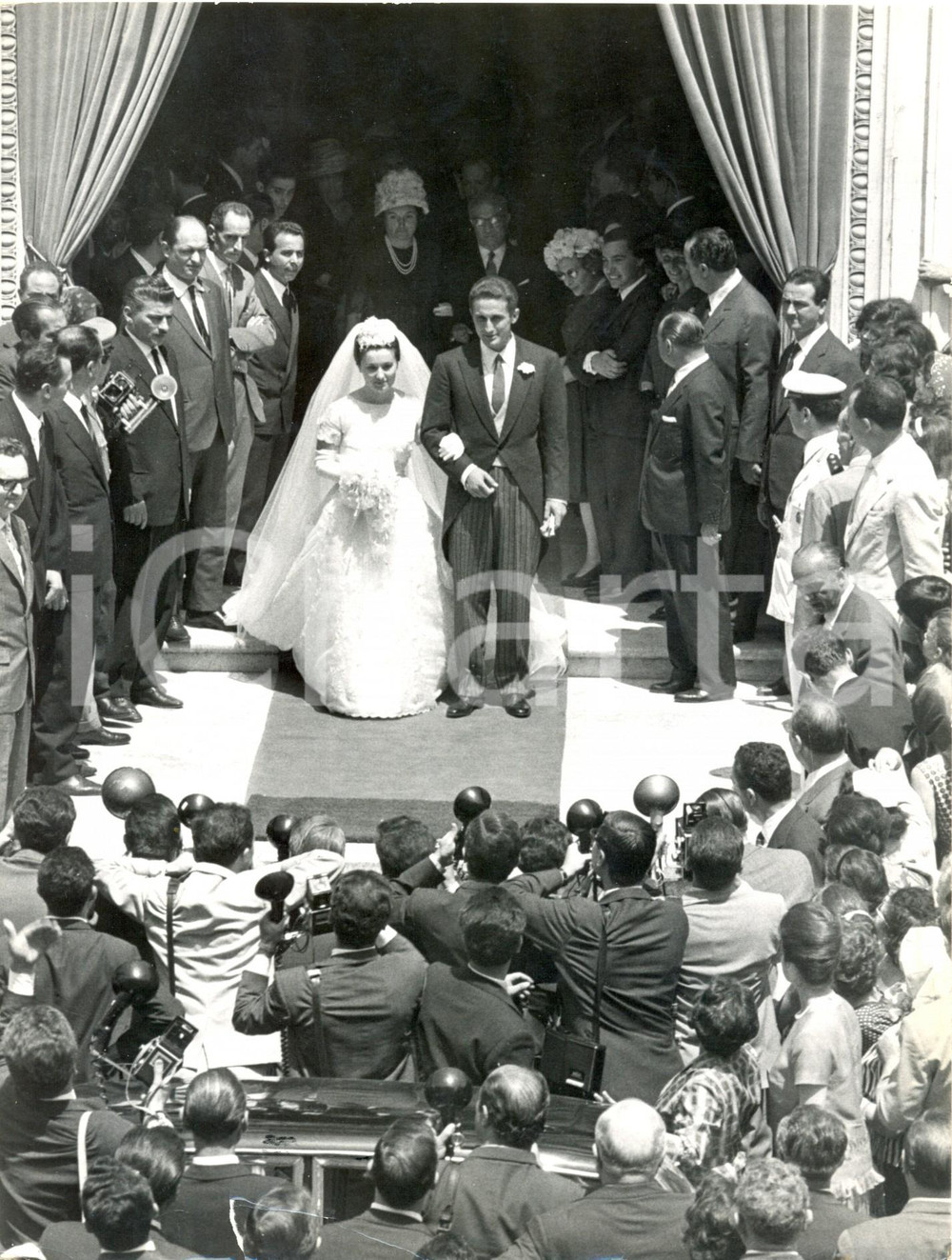 Fotografia d epoca originale 1962 ROMA Nozze Anna Maria FANFANI Massimo LANDEI  Gli sposi Foto 18x24 cm 1