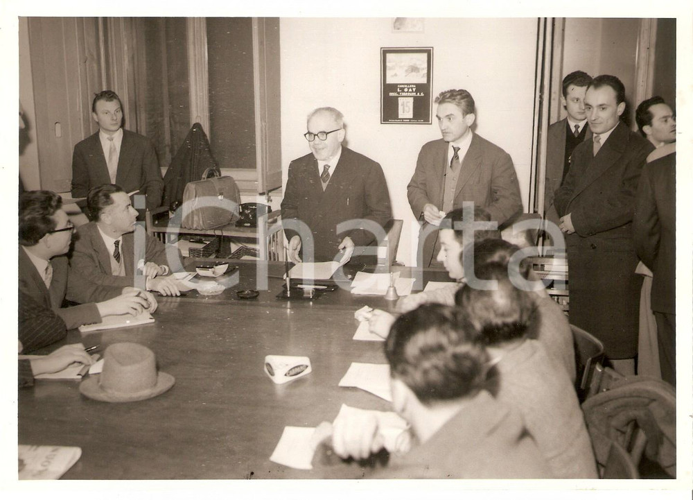 Fotografia d epoca originale 1958 TORINO  FIAT Giulio PASTORE alla conferenza stampa su vertenza CISL Foto 1