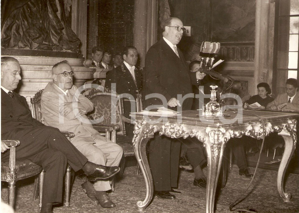 Fotografia d epoca originale 1953 ROMA  CAMPIDOGLIO Salvatore REBECCHINI apre I° Congresso Ingegneri Foto 1