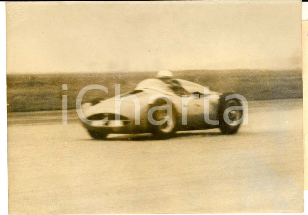 Fotografia d epoca originale 1955 STRASBOURG FORMULA 1 Nuova auto BUGATTI 251 durante le prove Foto 18x13 1