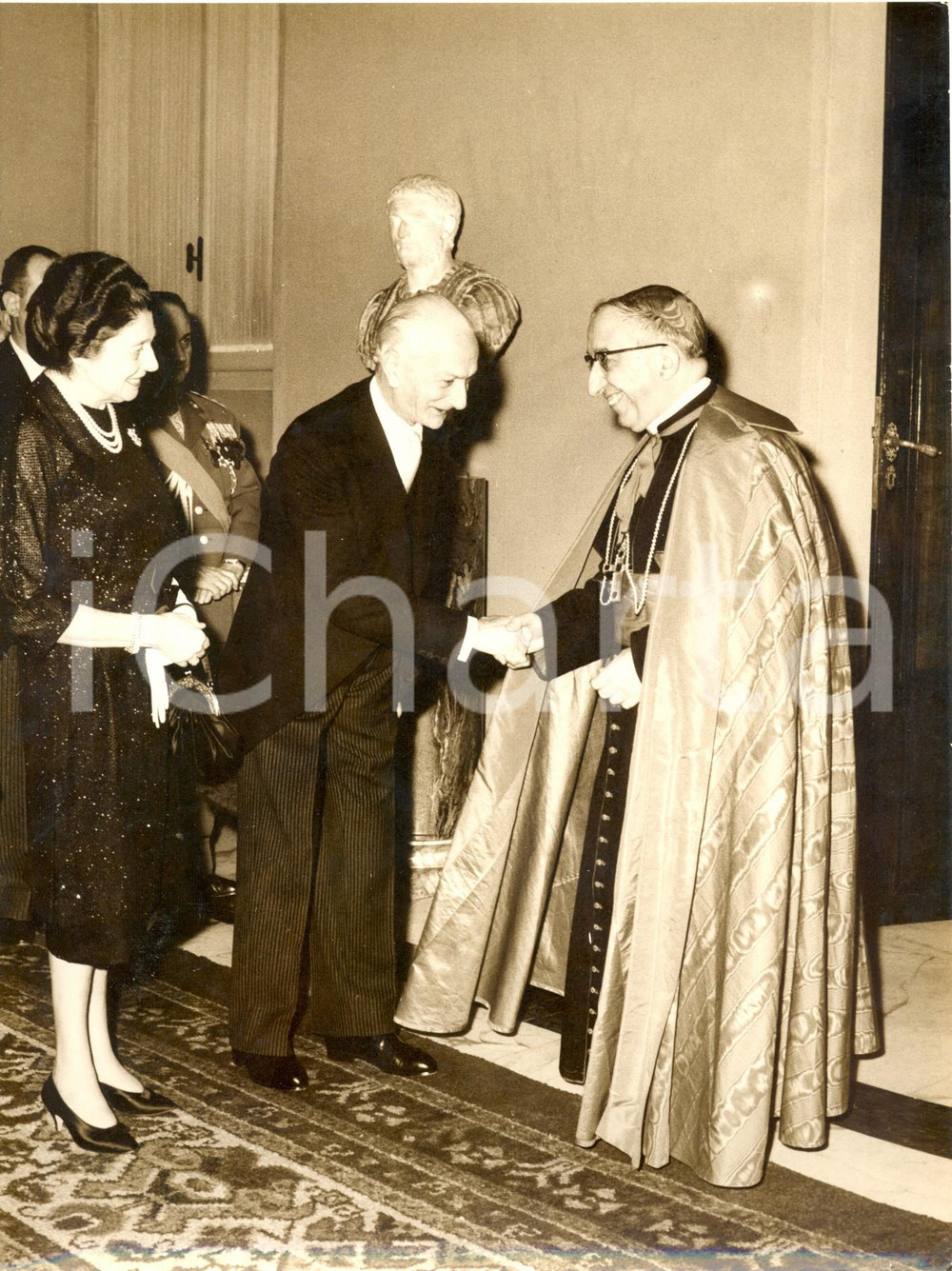 Fotografia d epoca originale 1962 ROMA QUIRINALE  Antonio SEGNI riceve il cardinale Luigi TRAGLIA Foto 1