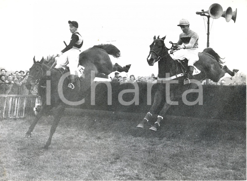 Fotografia d epoca originale 1959 LONDON KEMPTON PARK  King George VI Cup  Gerry MADDEN wins on Mandarin 1