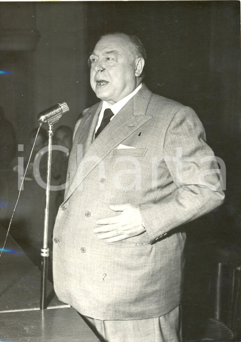 Fotografia d epoca originale 1953 ROMA Teatro Adriano  Discorso politico di Guglielmo GIANNINI Foto 13x18 1