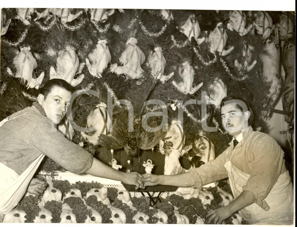 Fotografia d epoca originale 1957 PARIS NOEL Devanture allÃ©chande d un marchand de volailles Photo 18x13 cm 1