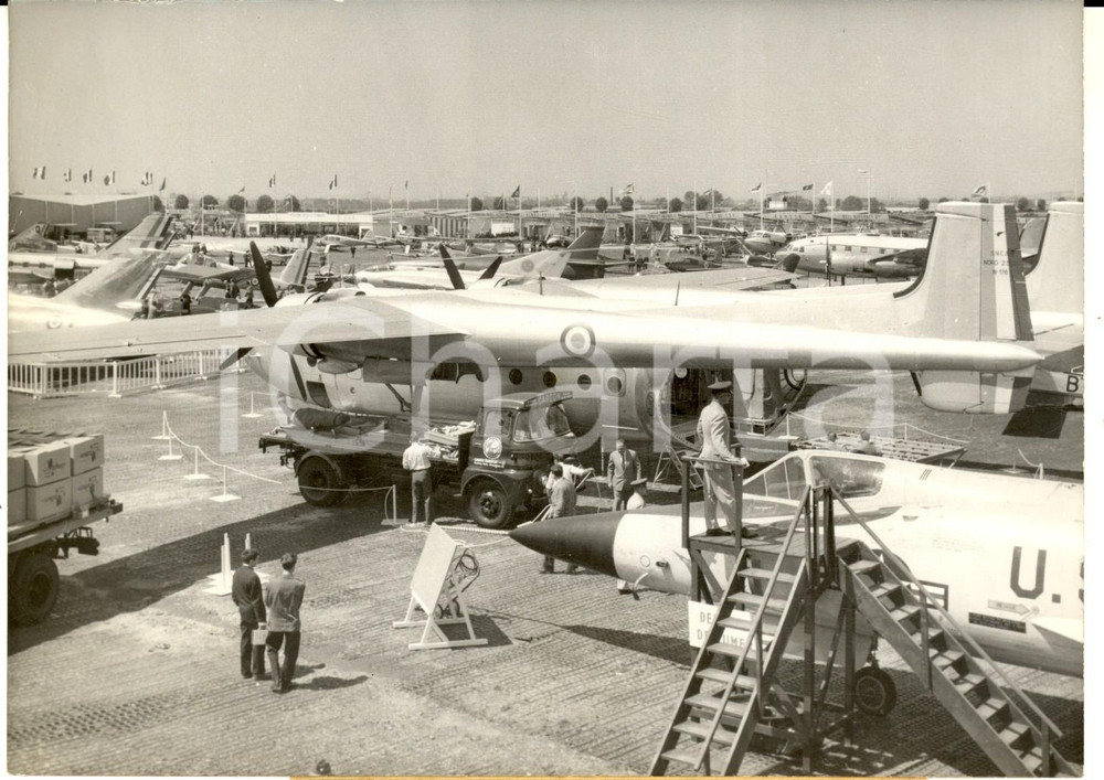 Fotografia d epoca originale 1959 PARIS BOURGET Vue gÃ©nÃ©rale 23e Salon de l AÃ©ronautique Ã  l ouverture Photo 1