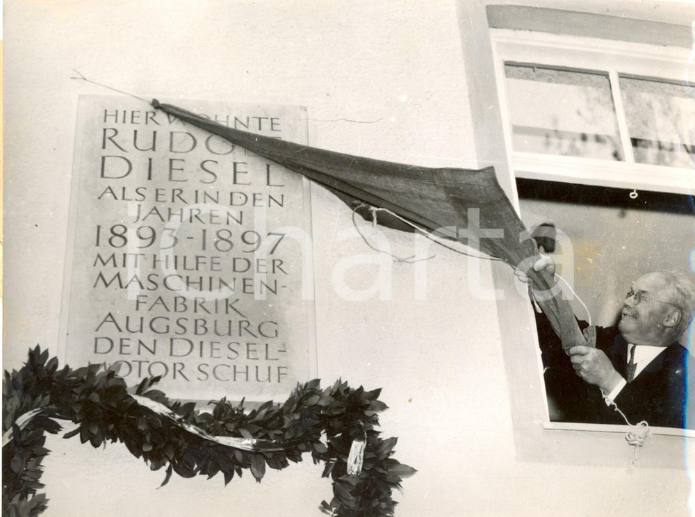 Fotografia d epoca originale 1953 AUGSBURG  Inauguration Rudolf Diesel s Commemorative plaque Photo 20x15 cm 1