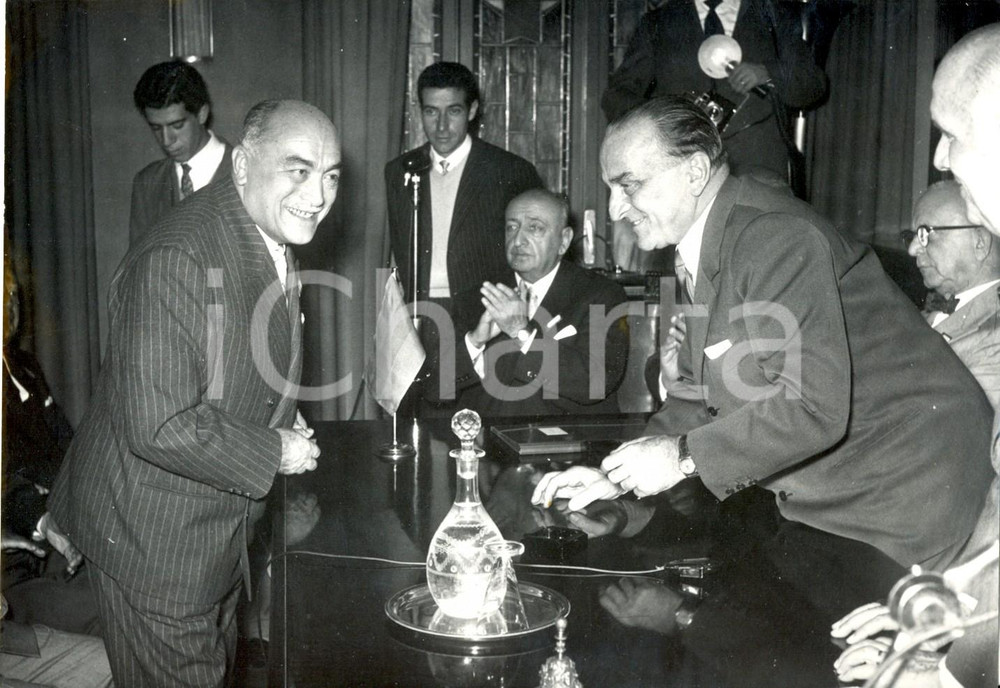 Fotografia d epoca originale 1957 ROMA  Congresso Cavalieri del Lavoro  Cesare MERZAGORA Guido CANALINI 1
