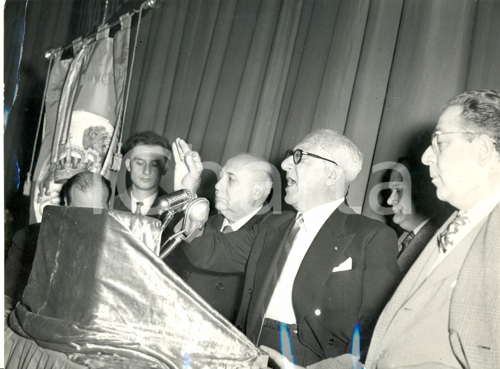 Fotografia d epoca originale 1956 TORINO  Partito Monarchico Popolare  Discorso di Achille LAURO Foto 1