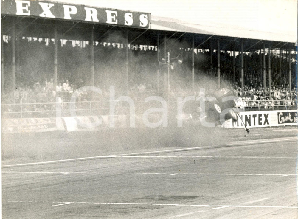 Fotografia d epoca originale 1958 GRAND PRIX SILVERSTONE FORMULA 1 Peter TAYLOR s car crashed Photo 20x15 1