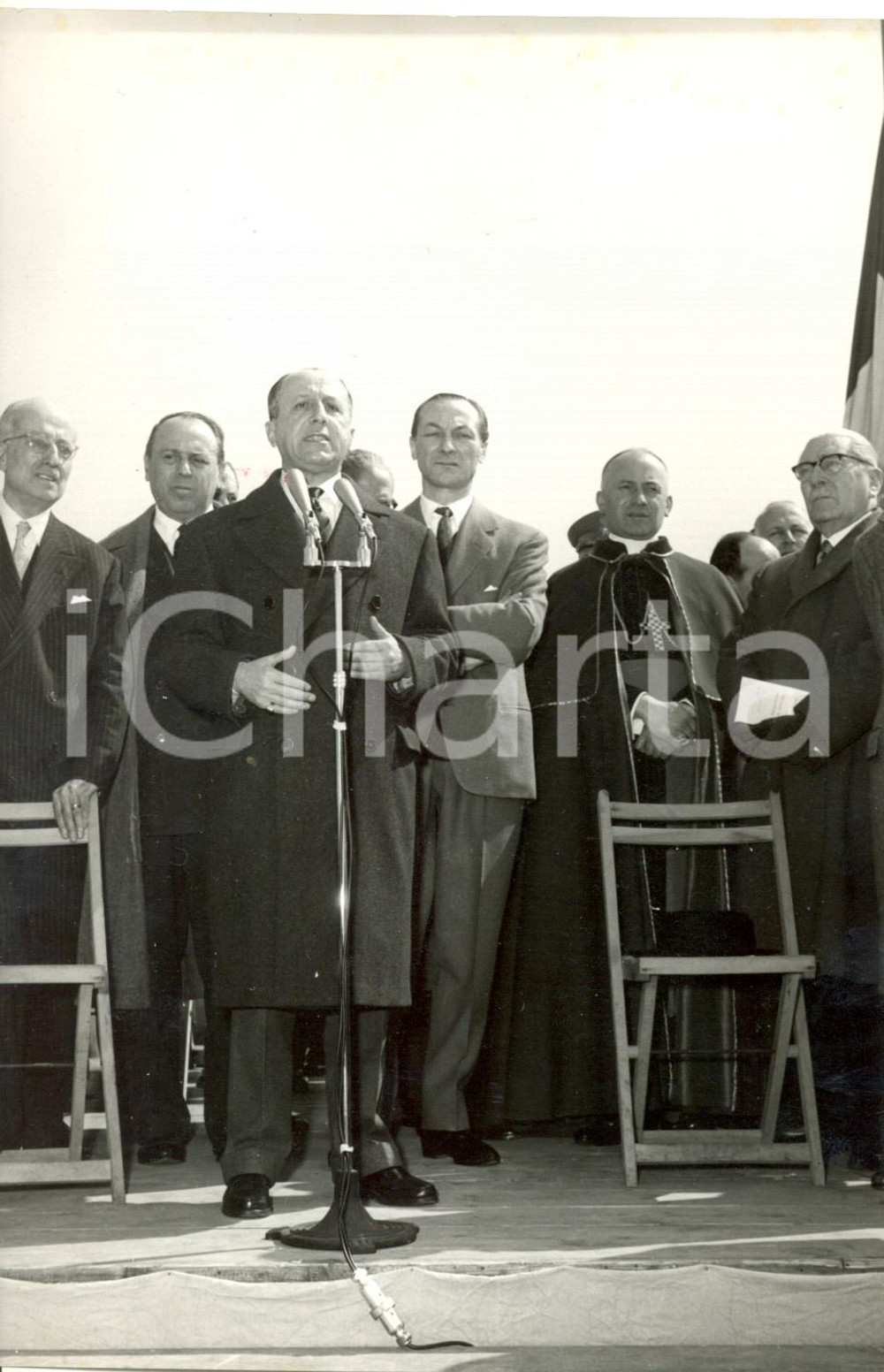 Fotografia d epoca originale 1958 MILANO  Posa prima pietra aeroporto FORLANINI  Giuseppe CARON Foto 1