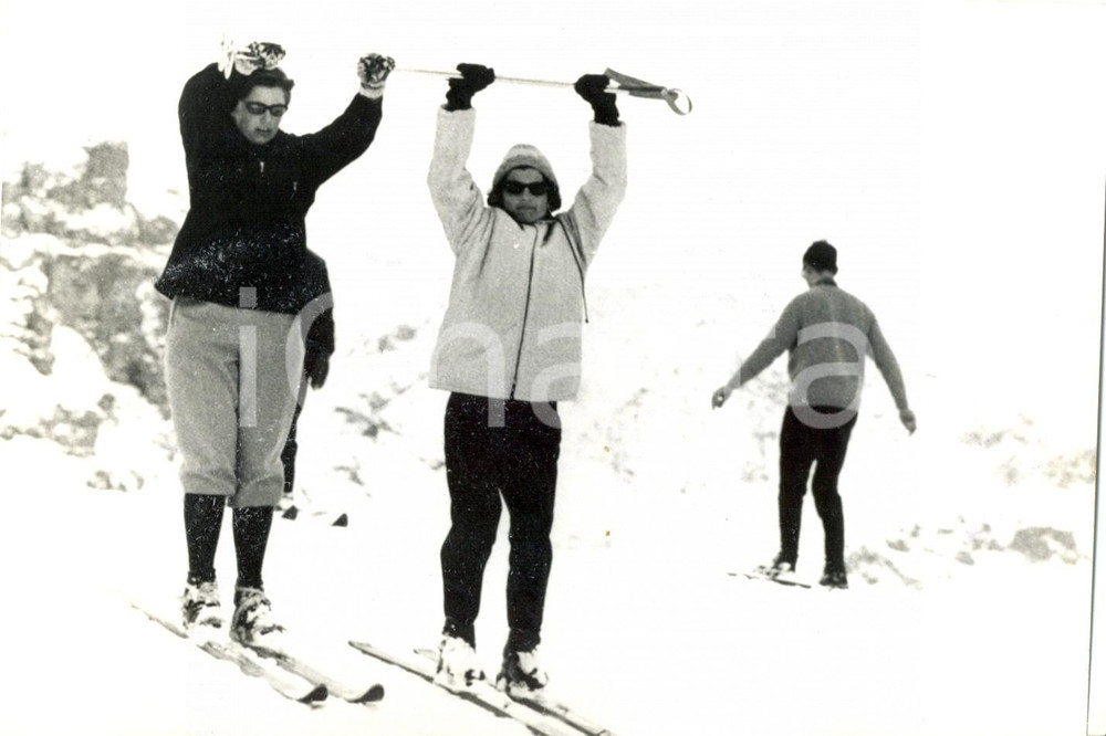 Fotografia d epoca originale 1966 TANNALP CH   Marcel MEIER insegna a sciare a un ragazzo cieco Foto 1