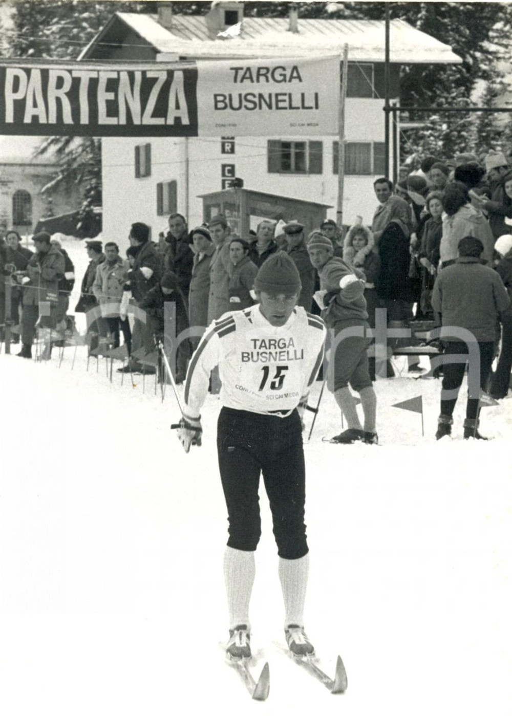 Fotografia d epoca originale 1971 SANTA CATERINA VALFURVA Sci di fondo  Targa Busnelli  Albert GIGER 1