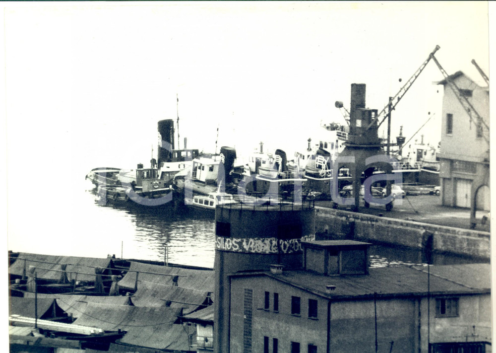Fotografia d epoca originale 1960 ca GENOVA Veduta del porto con i rimorchiatori  Foto ARTISTICA 30x22 cm 1