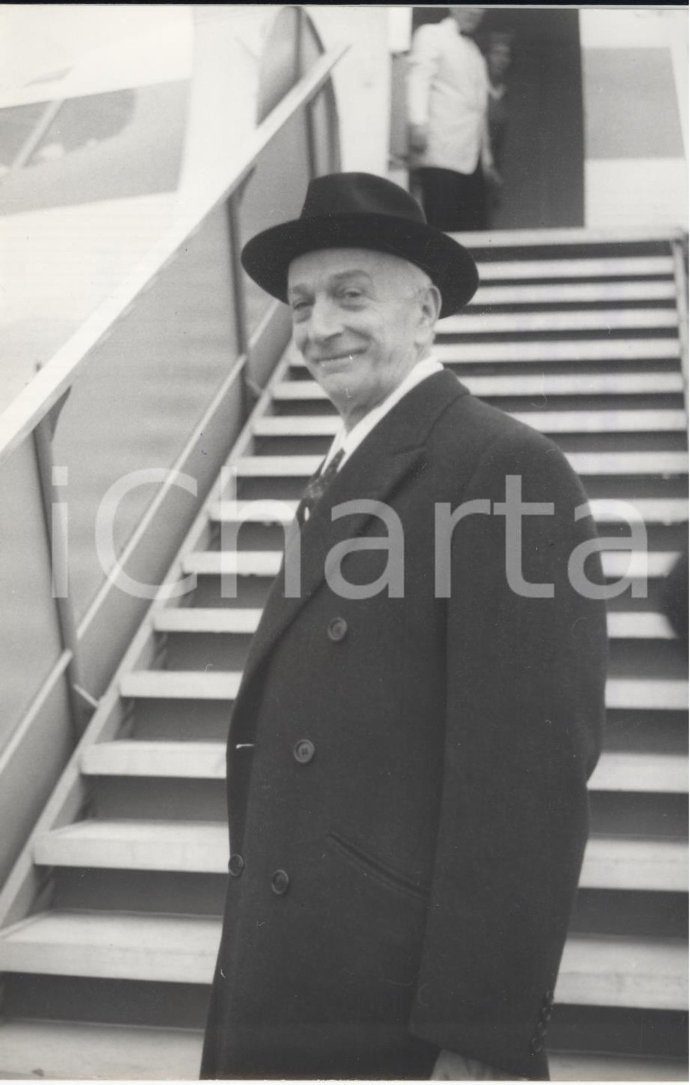 Fotografia d epoca originale 1960 ROMA CIAMPINO Antonio SEGNI in partenza per vertice a Washington Foto 1