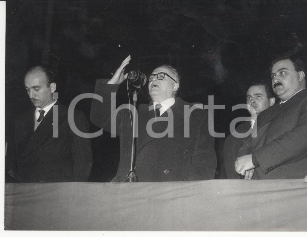 Fotografia d epoca originale 1958 ROMA Piazza Tuscolo Campagna elettorale MSI Franz TURCHI Giorgio ALMIRANTE 1