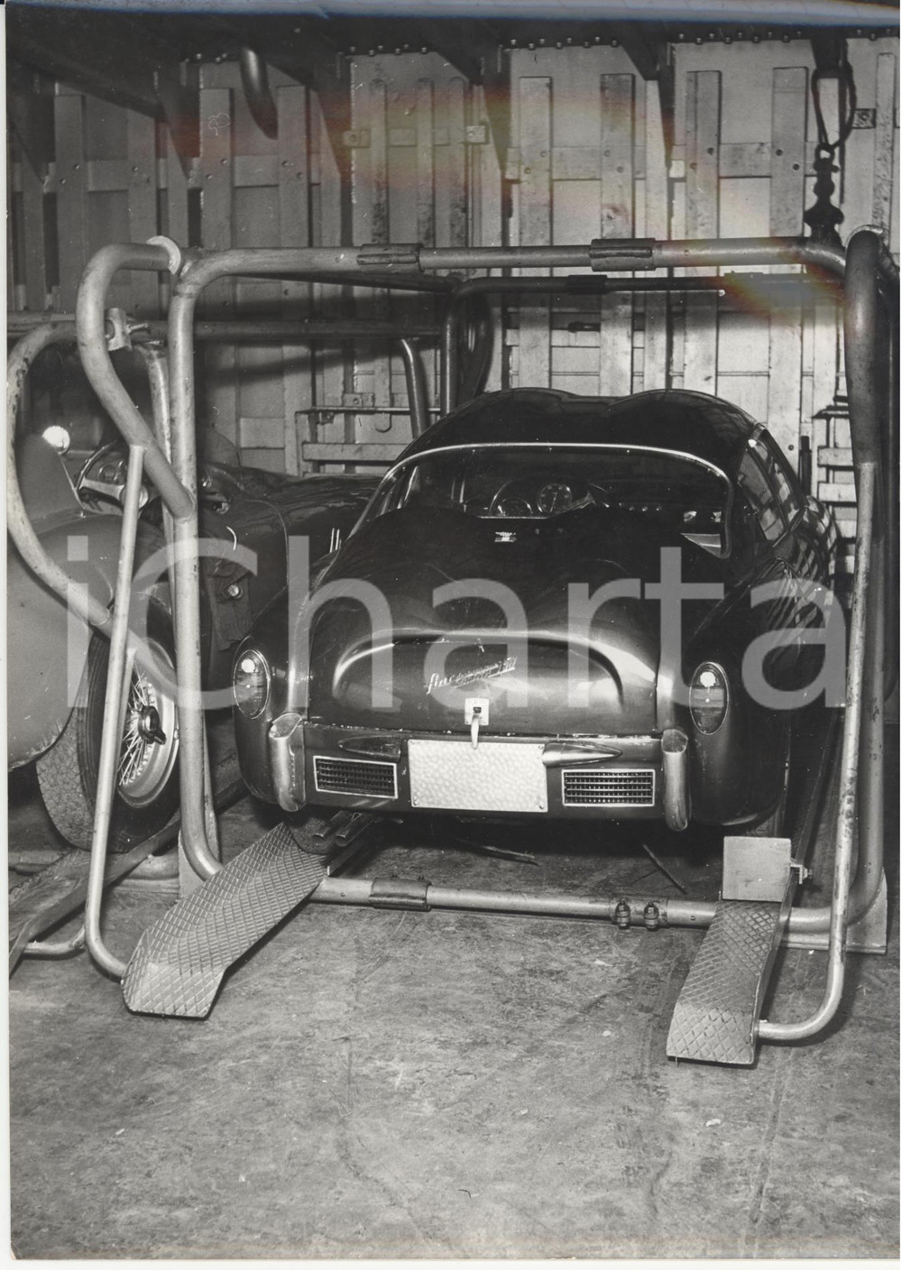Fotografia d epoca originale 1958 PORTO GENOVA  FIAT ABARTH 750 ZAGATO su nave cargo Star Mariner Foto 1