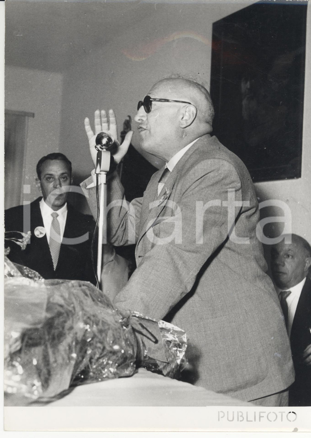 Fotografia d epoca originale 1954 GENOVA Discorso di Pietro NENNI alla sezione socialista di Sampierdarena 1