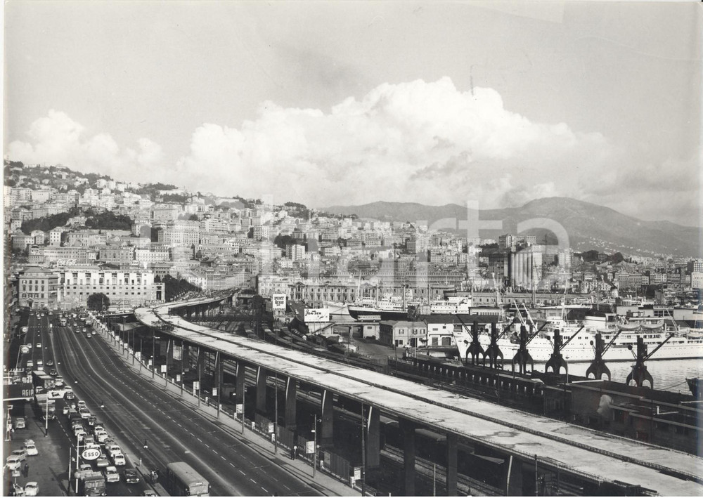 Fotografia d epoca originale 1960 ca GENOVA  Strada sopraelevata in costruzione  Fotografia 24x18 cm 1