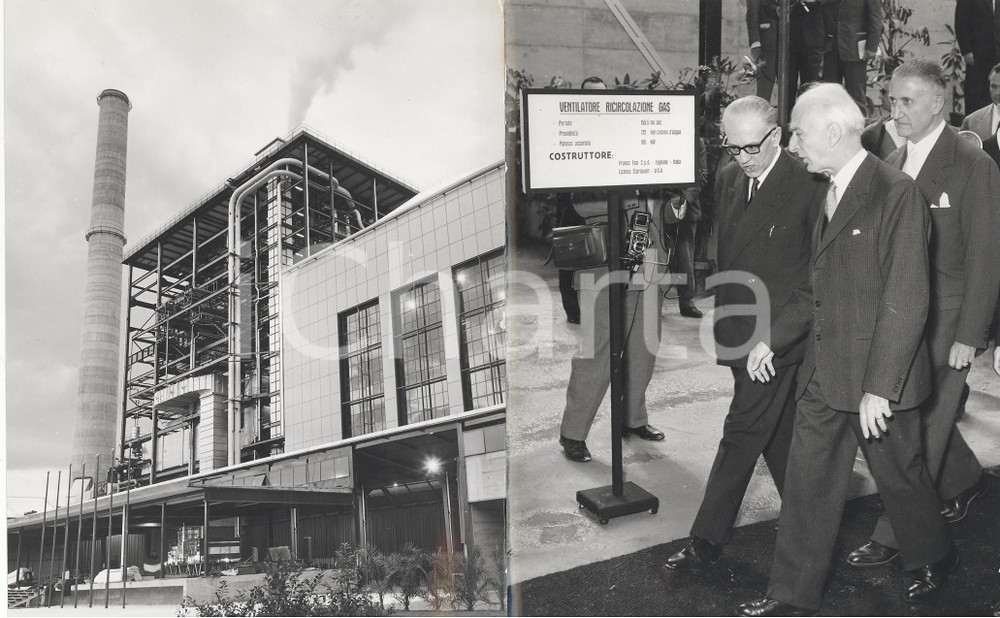 Fotografia d epoca originale 1962 LA SPEZIA Antonio SEGNI inaugura generatori Edison Volta Foto DOPPIA 1
