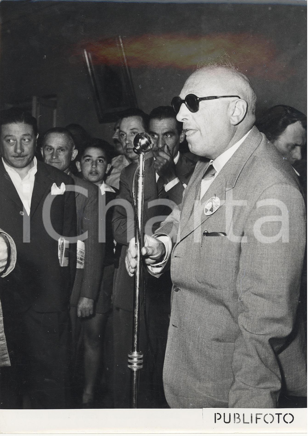 Fotografia d epoca originale 1954 GENOVA Pietro NENNI alla sezione socialista di Sampierdarena Foto 18x24 1
