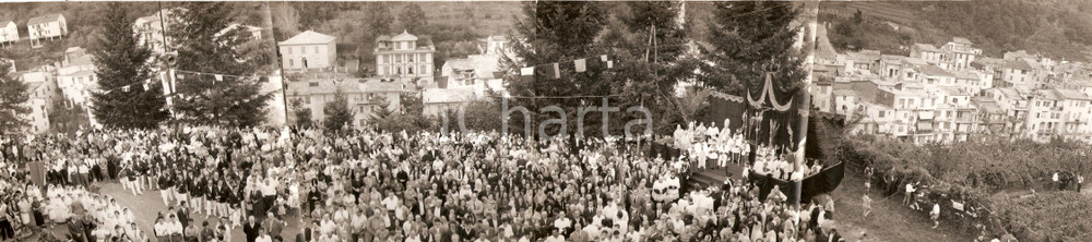 Fotografia d epoca originale 1961 BORZONASCA Festa del SS. Cristo Miracoloso   Foto QUADRUPLA PANORAMICA 1