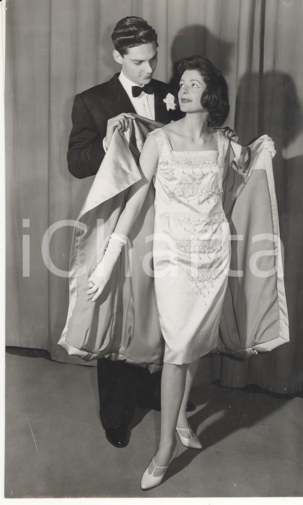 Fotografia d epoca originale 1958 LONDON Barrett Street Technical College  Students Edwin EVANS Penny NOEL 1