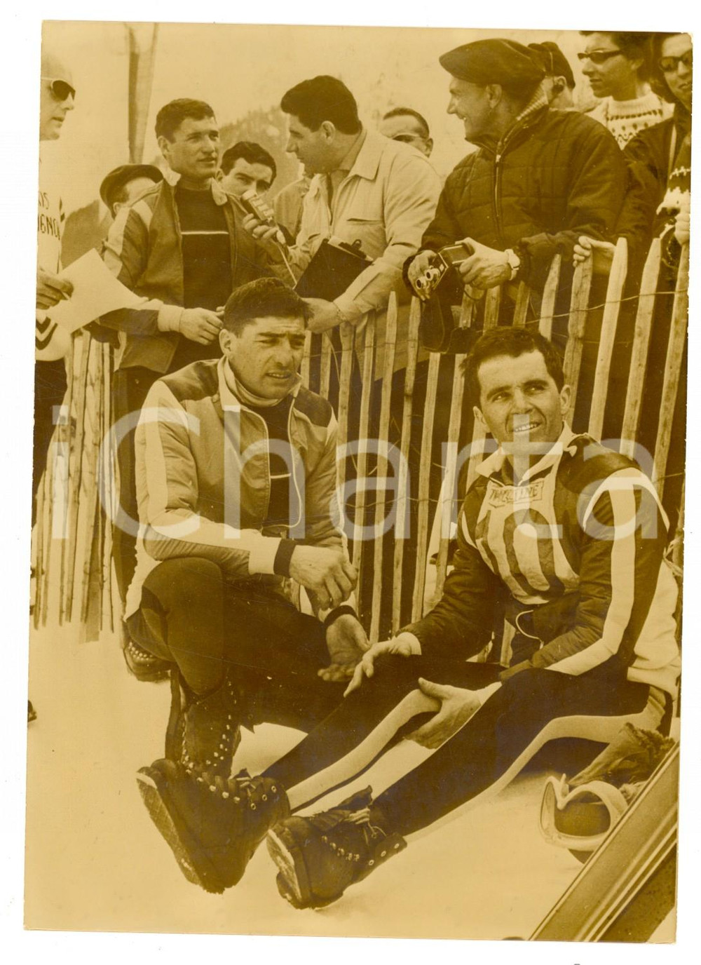 Fotografia d epoca originale 1960 SKI Grand Prix CHAMONIX  Guy PERILLAT Charles BOZON François BONLIEU Photo 1