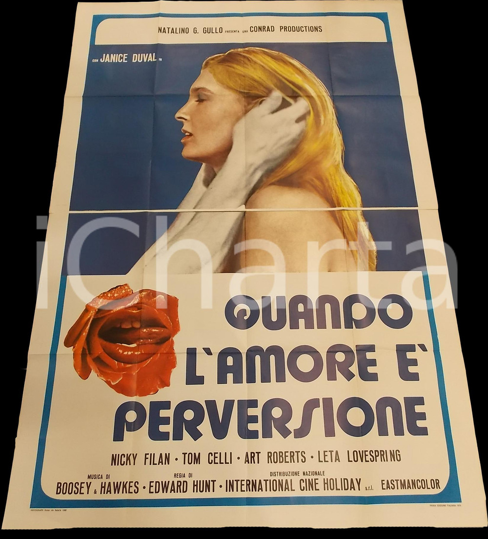 Materiale cinematografico d’epoca 1973 QUANDO L AMORE E  PERVERSIONE Pleasure palace  Janice DUVAL Manifesto 1