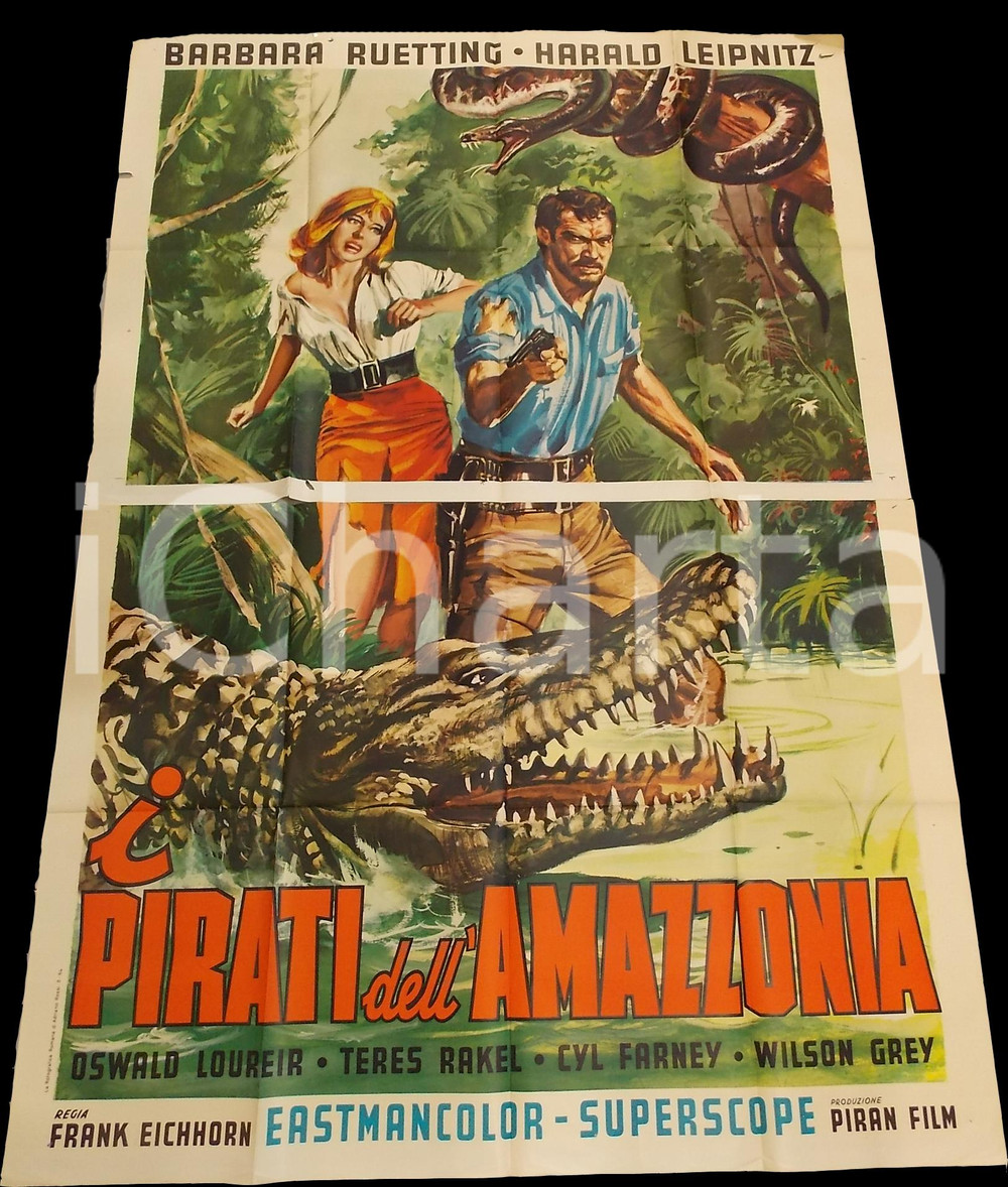 Materiale cinematografico d’epoca 1963 I PIRATI DELL AMAZZONIA River of Evil  Barbara RUTTING Manifesto 140x200 1