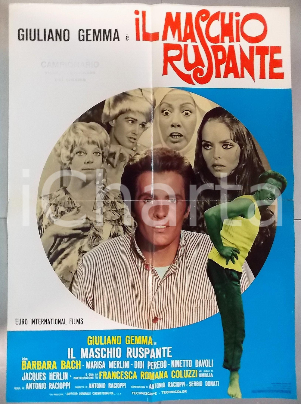 Materiale cinematografico d’epoca 1972 IL MASCHIO RUSPANTE Giuliano GEMMA Barbara BACH Didi PEREGO Manifesto 60x80 1