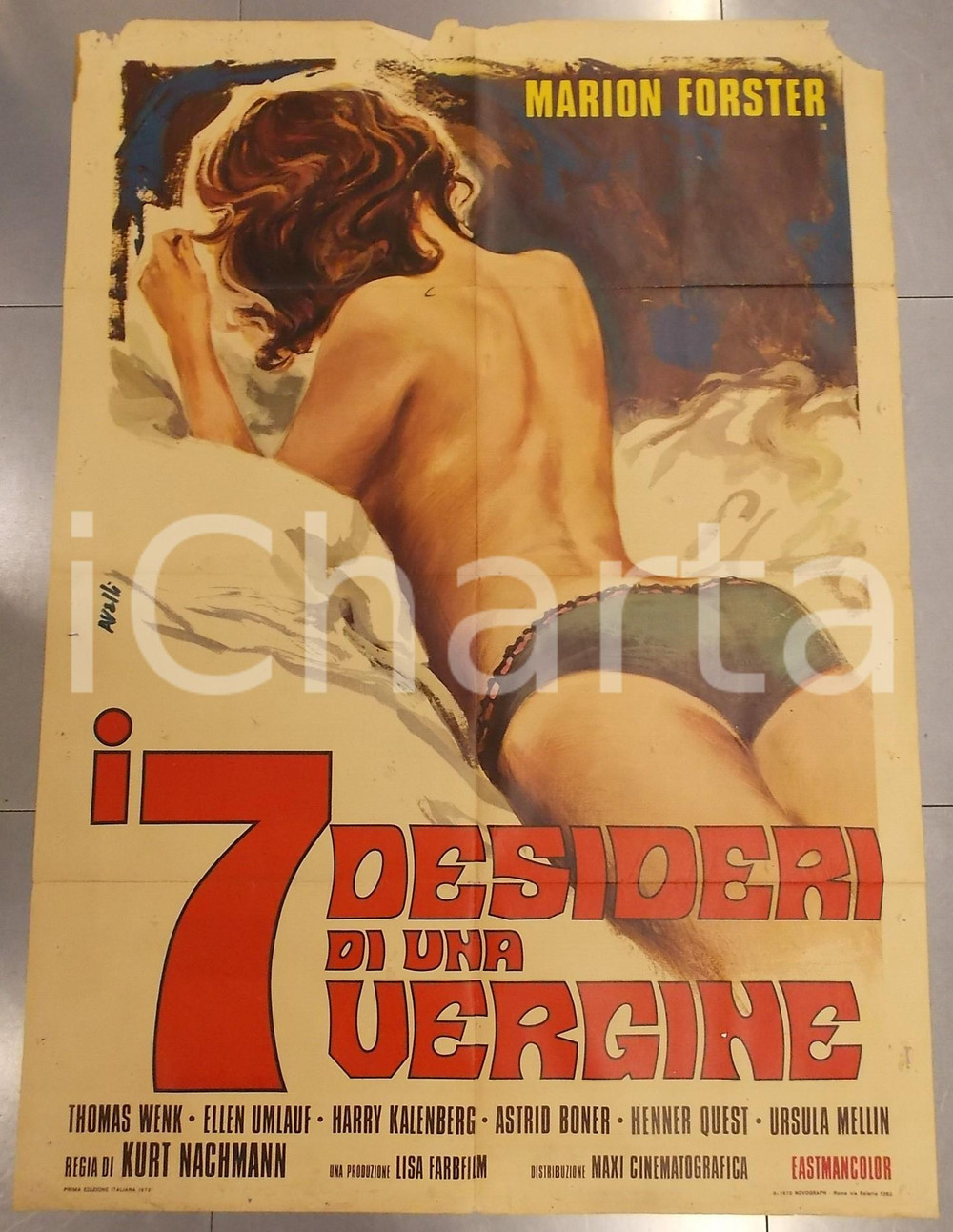 Materiale cinematografico d’epoca 1971 I 7 DESIDERI DI UNA VERGINE Marion FORSTER Astrid BONER Manifesto 100x140 1