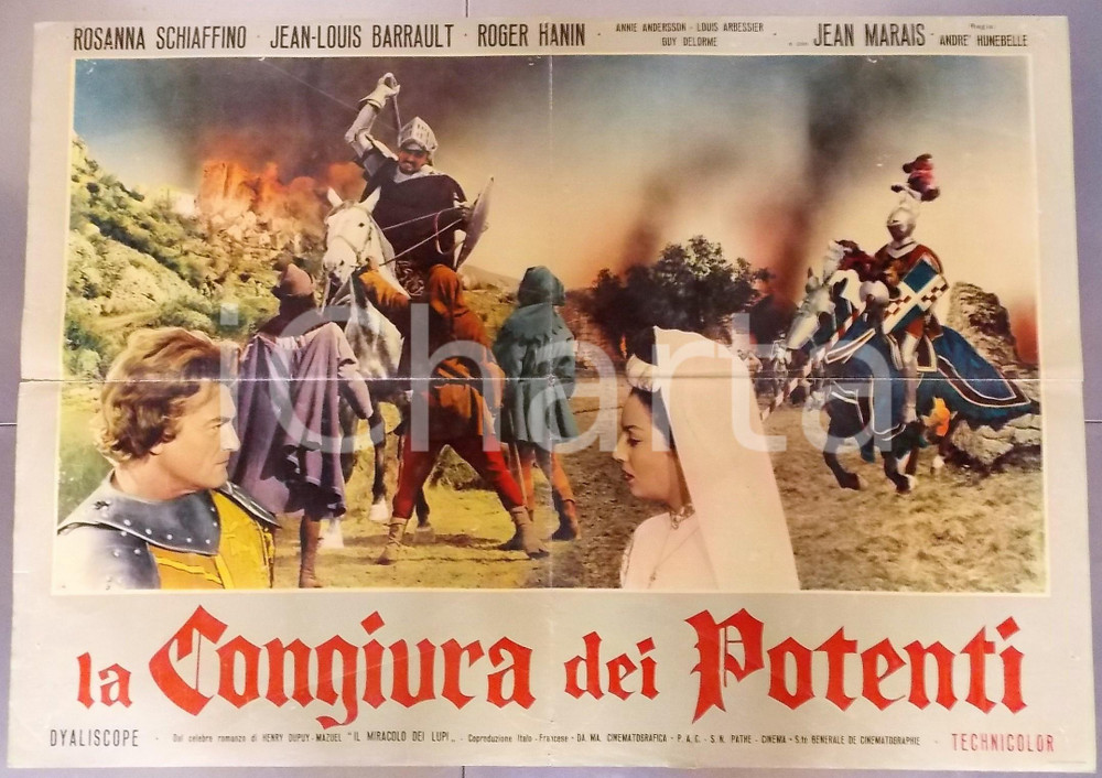 Materiale cinematografico d’epoca 1961 LA CONGIURA DEI POTENTI Le miracle des loups Jean MARAIS Manifesto 100x70 1