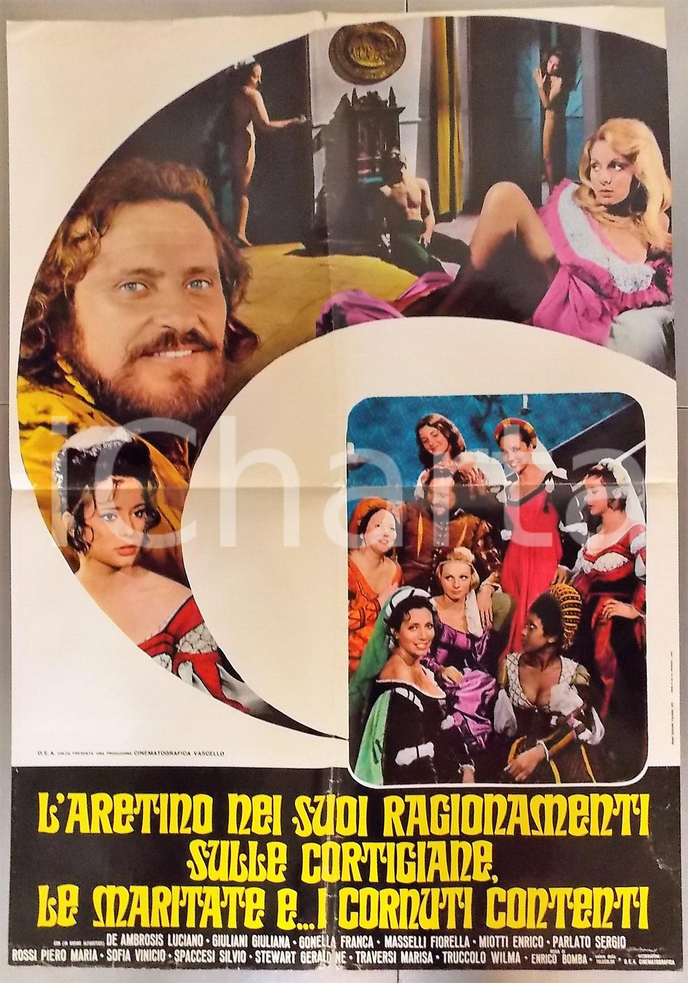 Materiale cinematografico d’epoca 1972 L ARETINO NEI SUOI RAGIONAMENTI SULLE CORTIGIANE Manifesto DECAMEROTICO 1