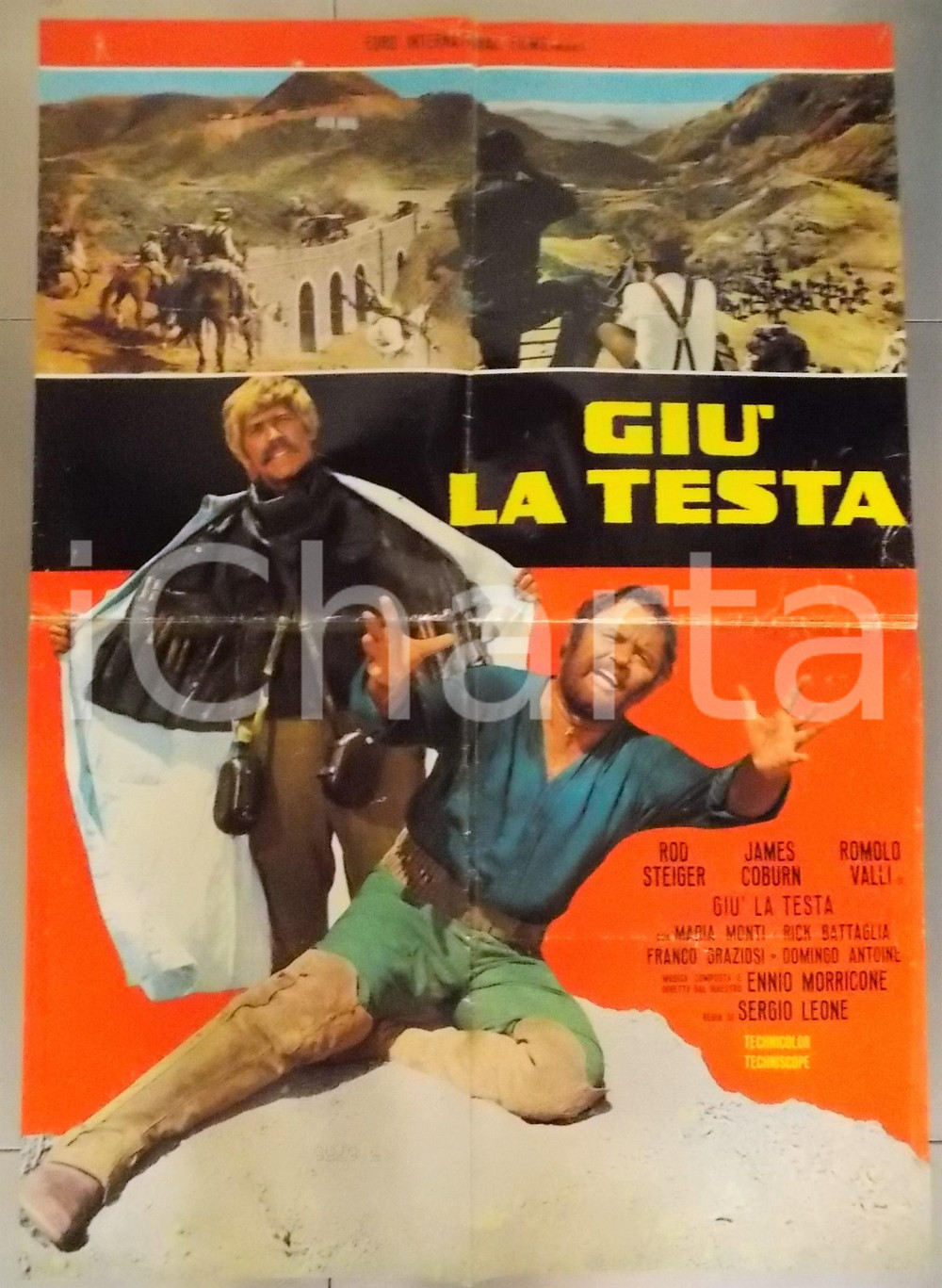 Materiale cinematografico d’epoca 1971 GIU  LA TESTA Sergio LEONE  SPAGHETTI WESTERN Eli WALLACH Manifesto 60x90 1