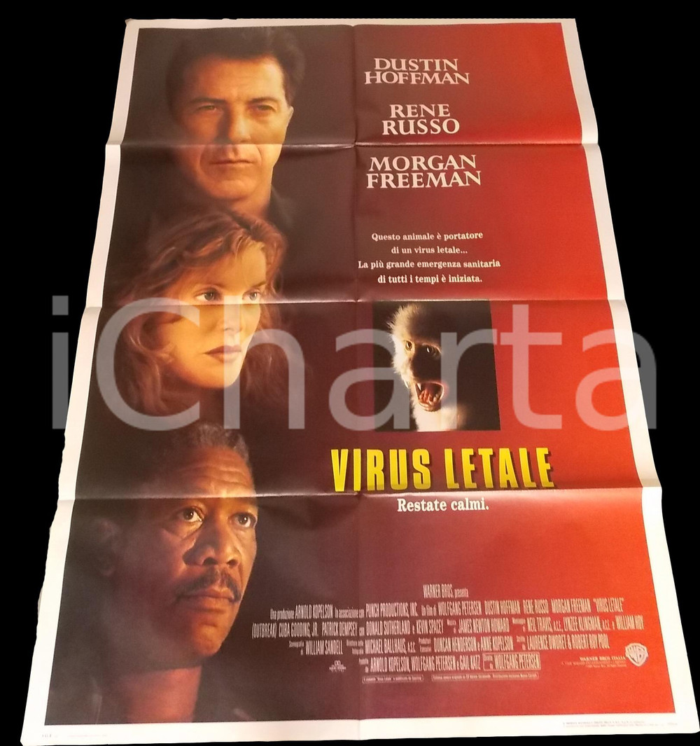 Materiale cinematografico d’epoca 1995 VIRUS LETALE Outbreak  Dustin HOFFMAN Morgan FREEMAN Manifesto 100x140 cm 1