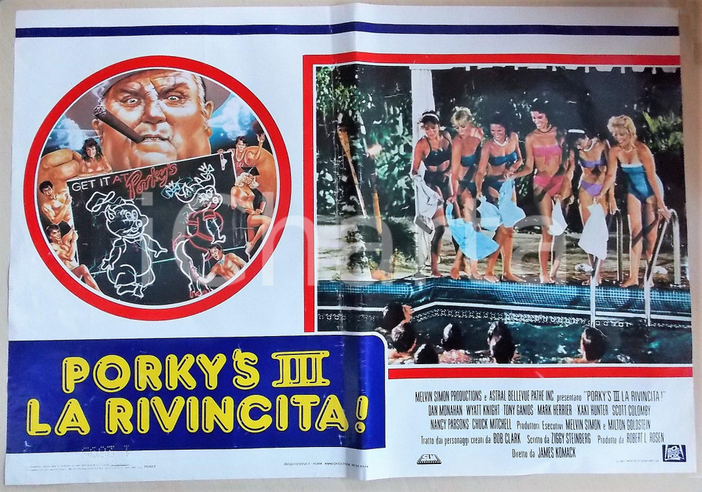 Materiale cinematografico d’epoca 1985 PORKY S III LA RIVINCITA Chuck MITCHELL Pool scene Manifesto 66x45 cm 1