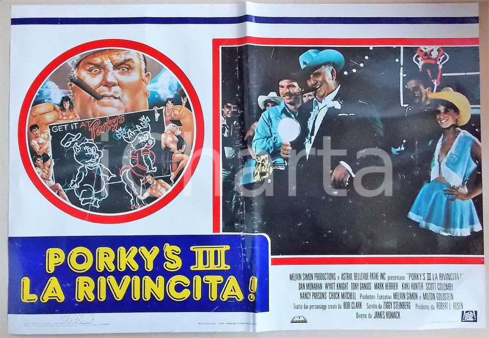 Materiale cinematografico d’epoca 1985 PORKY S III LA RIVINCITA Chuck MITCHELL with headlight Manifesto 66x45 cm 1