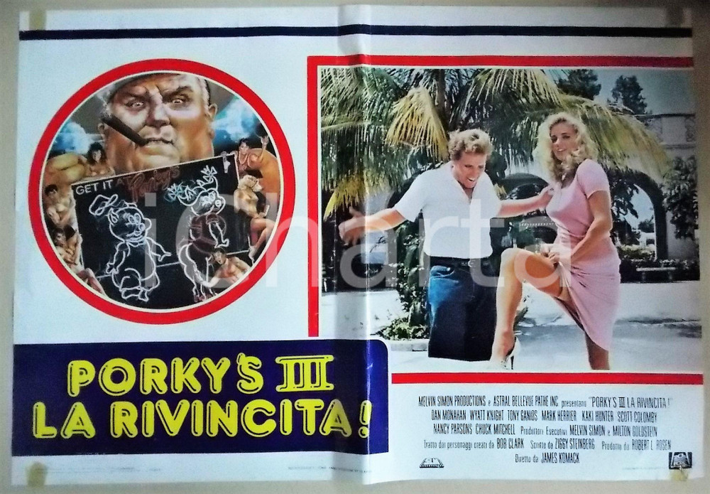 Materiale cinematografico d’epoca 1985 PORKY S III LA RIVINCITA Dan MONAHAN Kim EVENSON Manifesto 66x45 cm 1