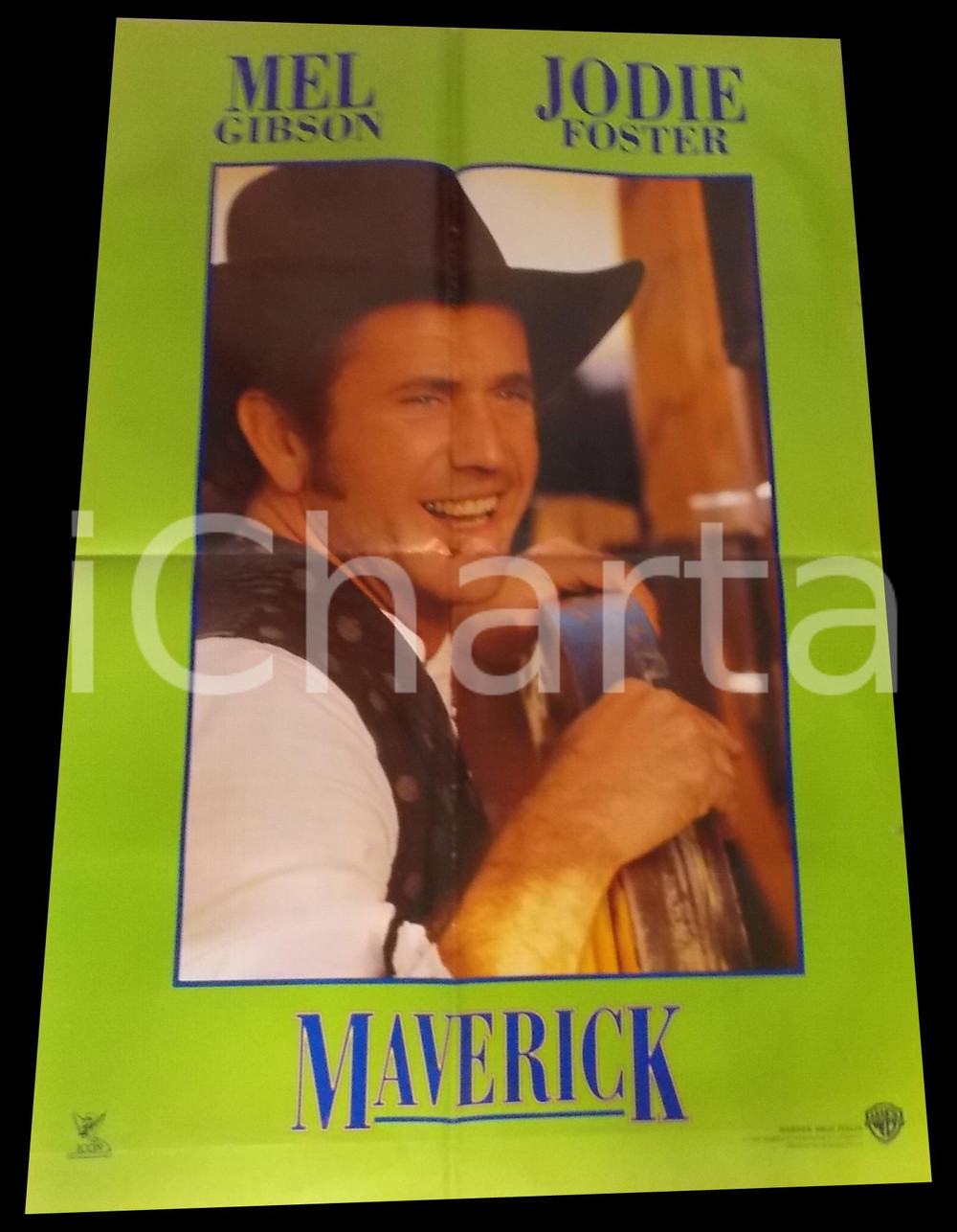 Materiale cinematografico d’epoca 1994 MAVERICK Mel GIBSON Character poster Manifesto WESTERN 70x100 1