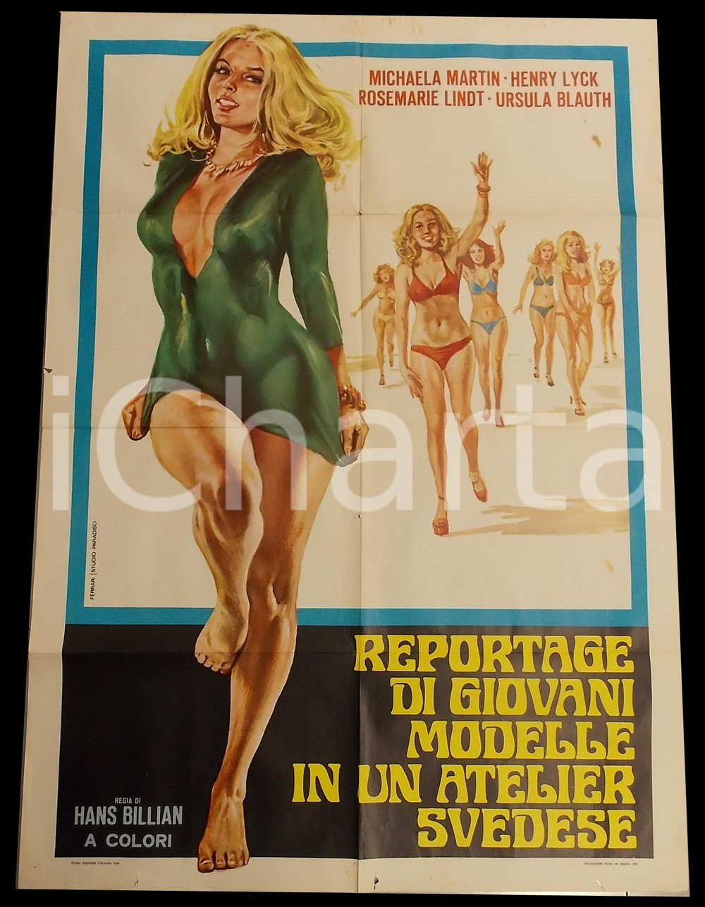 Materiale cinematografico d’epoca 1970 REPORTAGE DI GIOVANI MODELLE IN UN ATELIER SVEDESE Manifesto 100x140 1