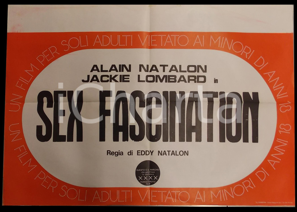 Materiale cinematografico d’epoca 1975 ca SEX FASCINATION Alain NATALON Jackie LOMBARD Manifesto PORNO 100x70 cm 1